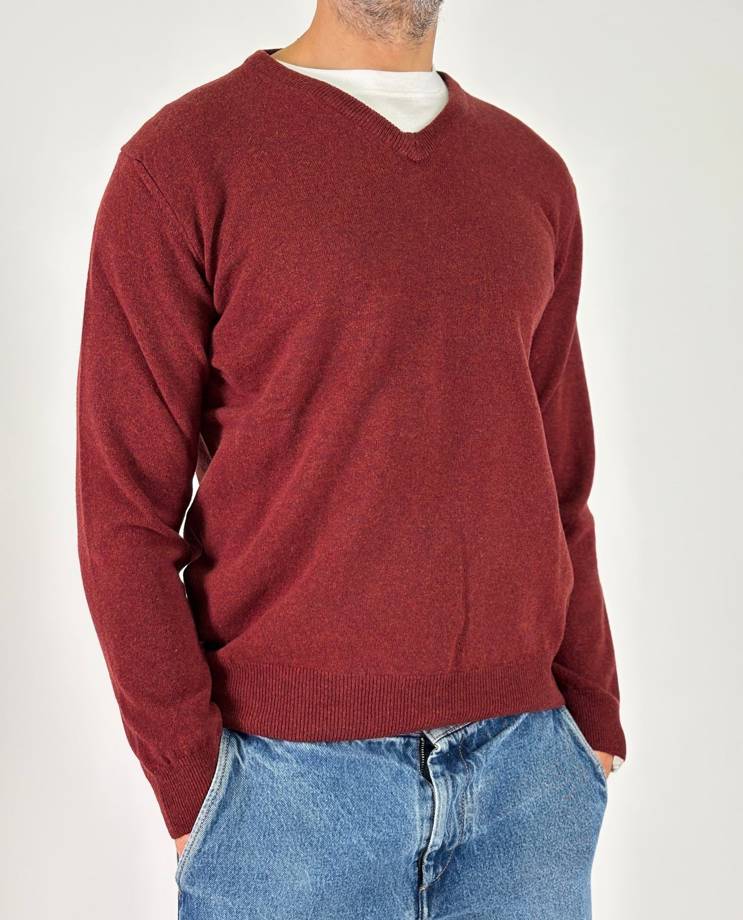 Retois Maglia ml V 100% lana RUGGINE