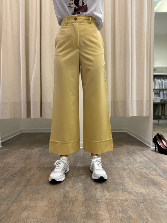 Dixie Pantalone palazzo con risvolto GIALLO