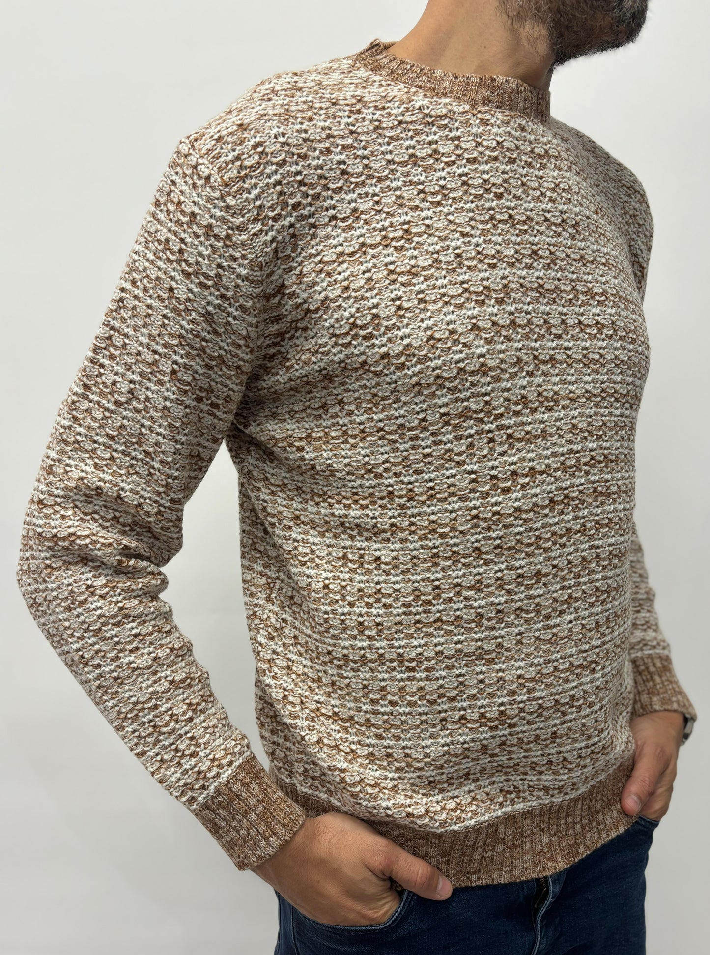 Markup maglia girocollo lana strutturato BEIGE