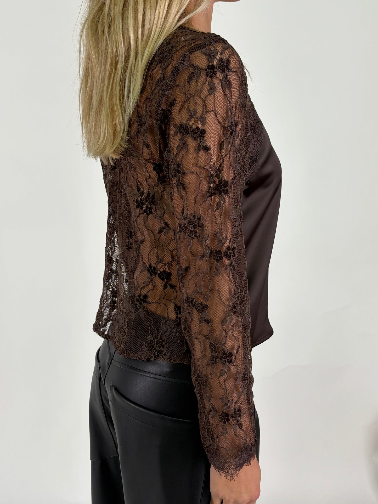 Tensione In Blusa ml in pizzo MARRONE