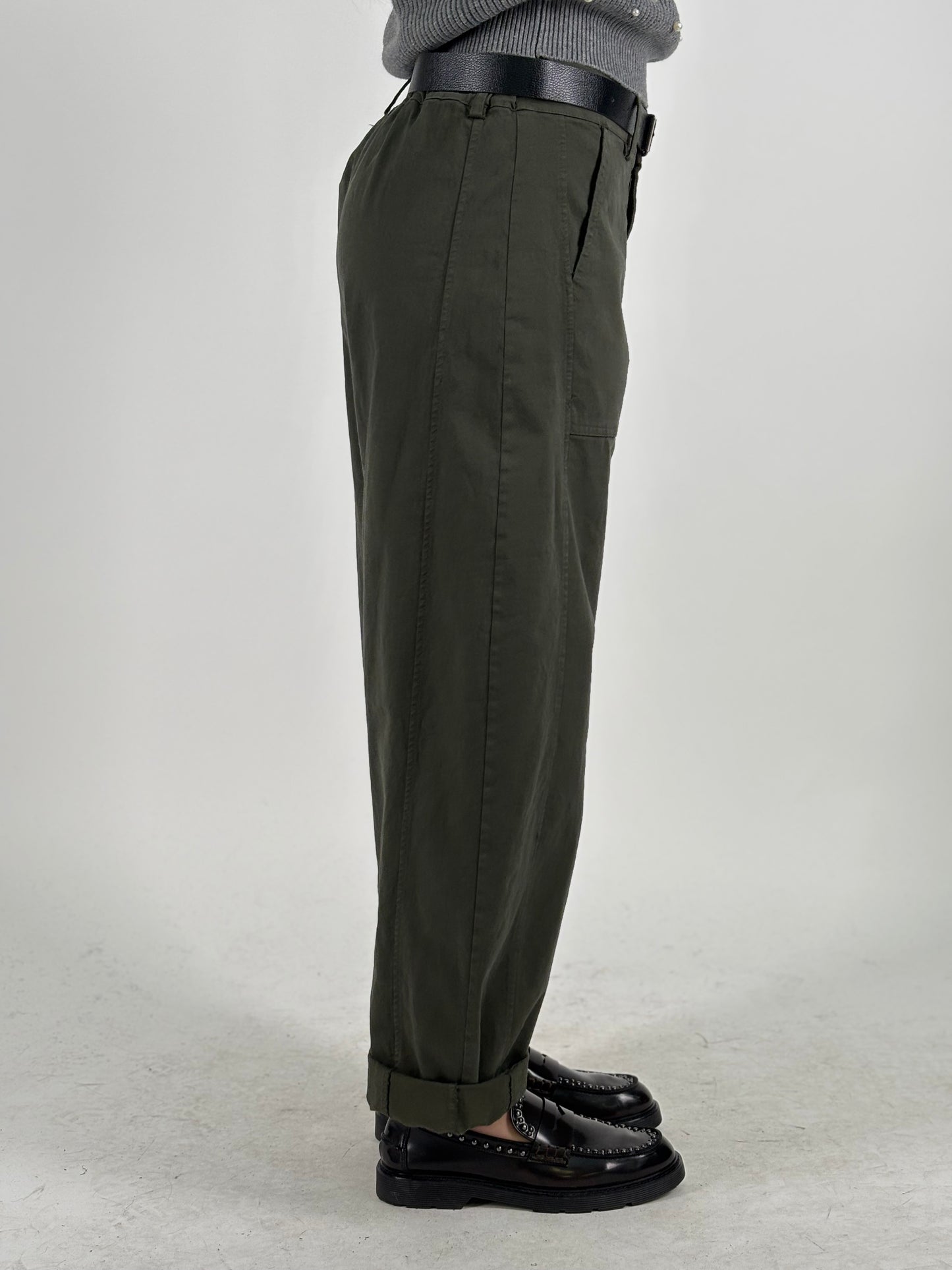 Susy Mix Pantalone ovetto con cinta MILITARE