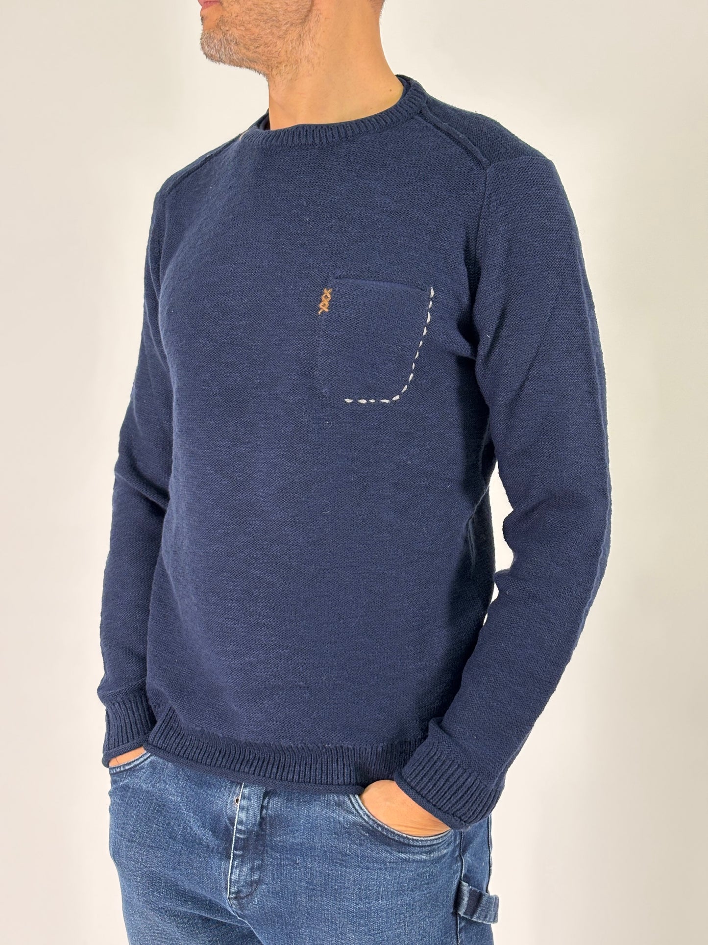 Loft88 Maglia girocollo con taschino BLU