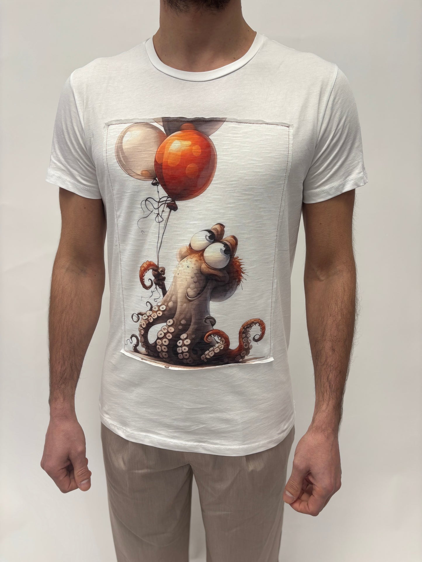 Trepuntonove T-shirt polipo con palloncini BIANCO