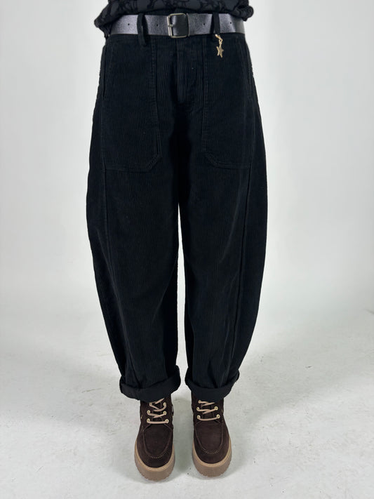 SusyMix pantalone ovetto velluto a coste NERO