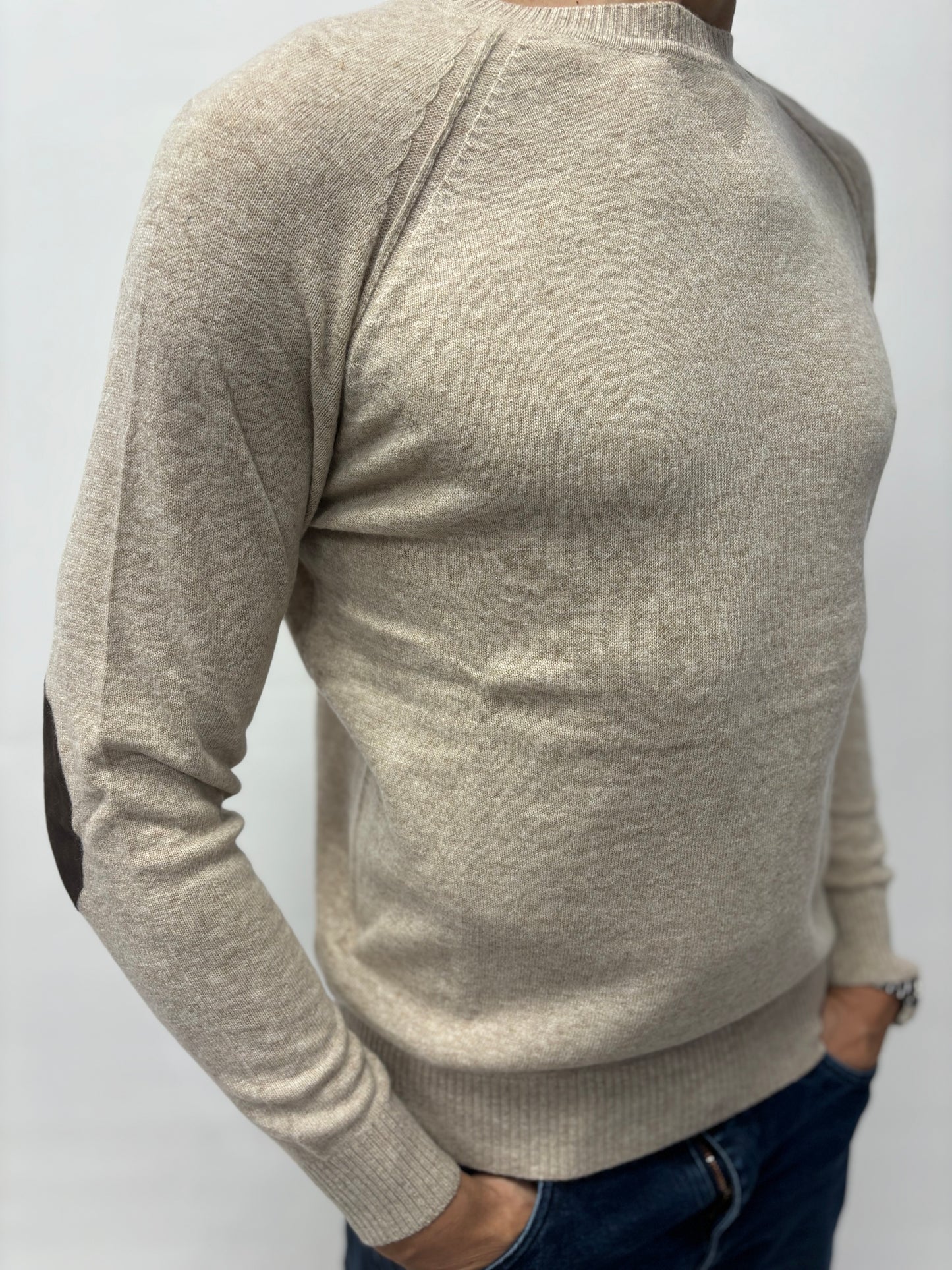 Loft88 maglia girocollo manica raglan misto cashmere e lana BEIGE