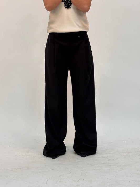 Dixie Pantalone palazzo con elastico in vita NERO