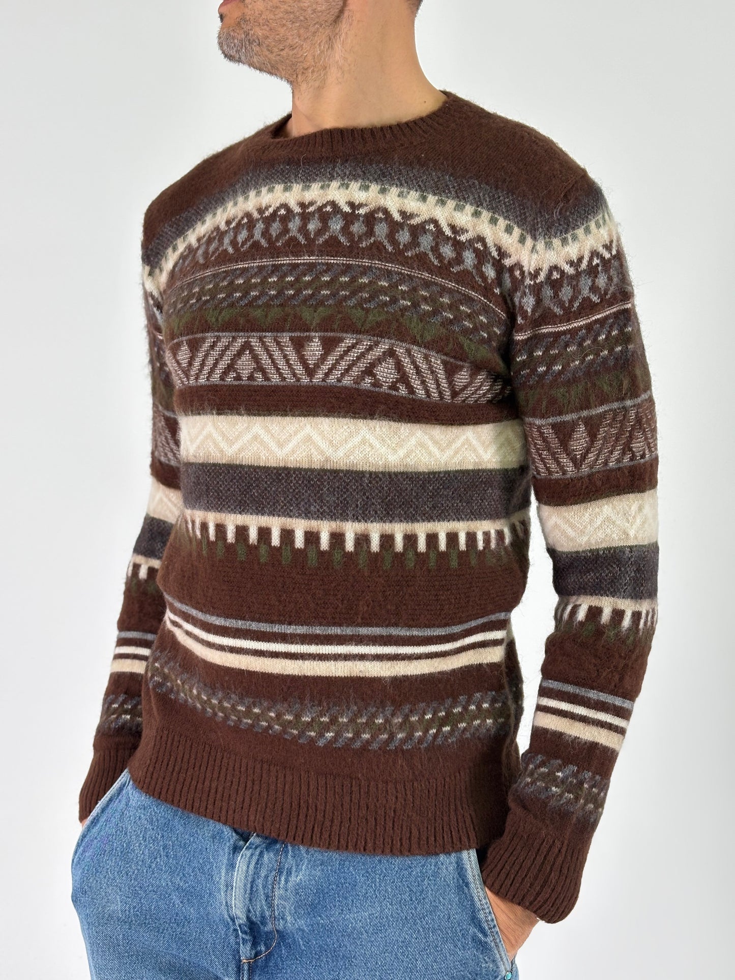 Retois Maglia girocollo ml fantasia MARRONE/GRIGIO/PANNA/VERDE