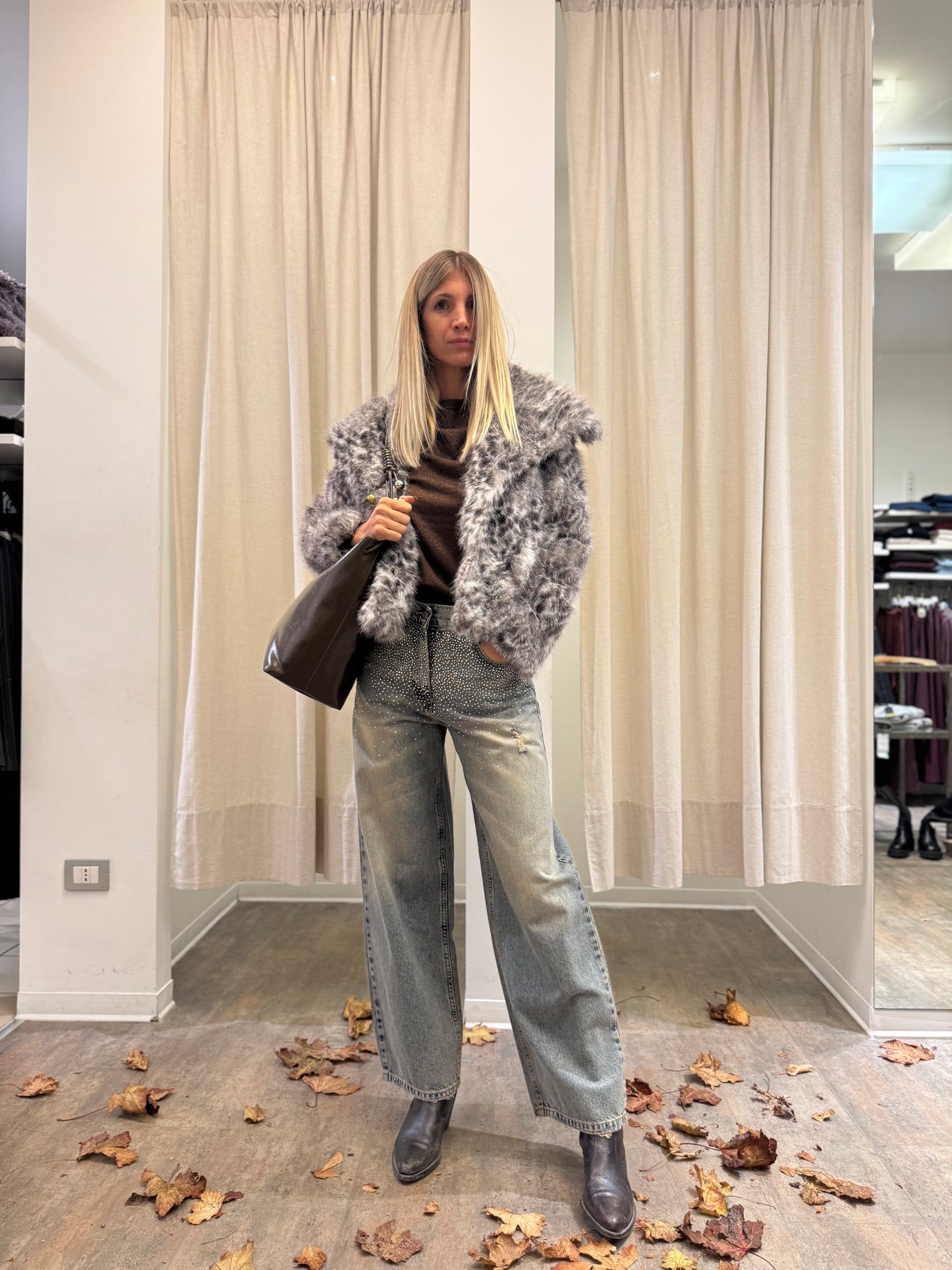 Molly Bracken Pelliccia sintetica corta MACULATO GRIGIO