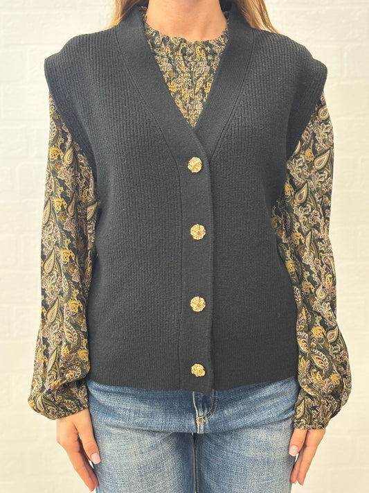 Molly Bracken Gilet in maglia collo V NERO
