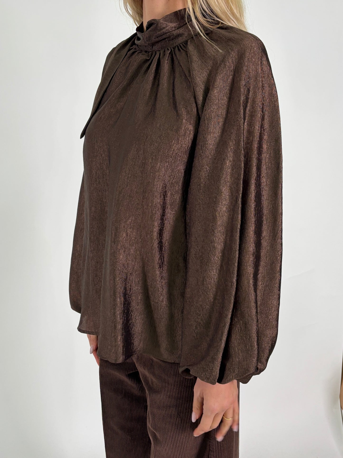 Tensione In Blusa ml fiocco dietro MARRONE