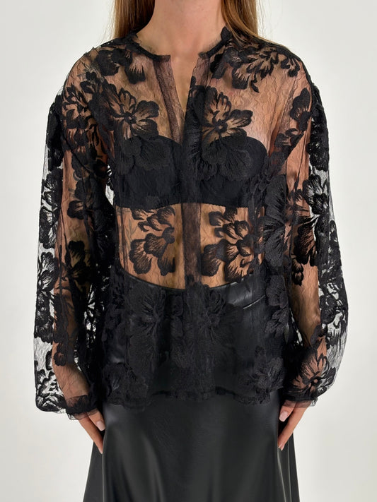 Haveone Blusa ml in pizzo NERO