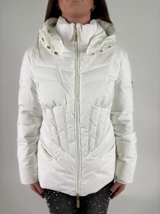 Relish Piumino glitterato con cappuccio BIANCO