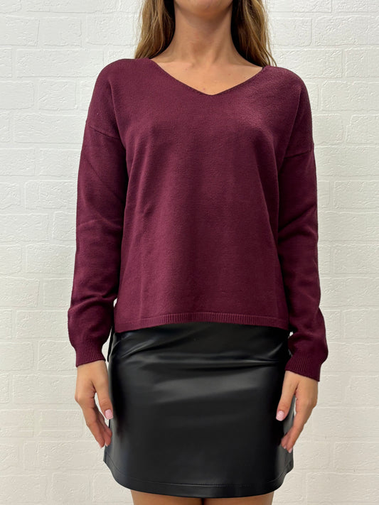 Griffai Maglia collo V spacchetti laterali BORDEAUX