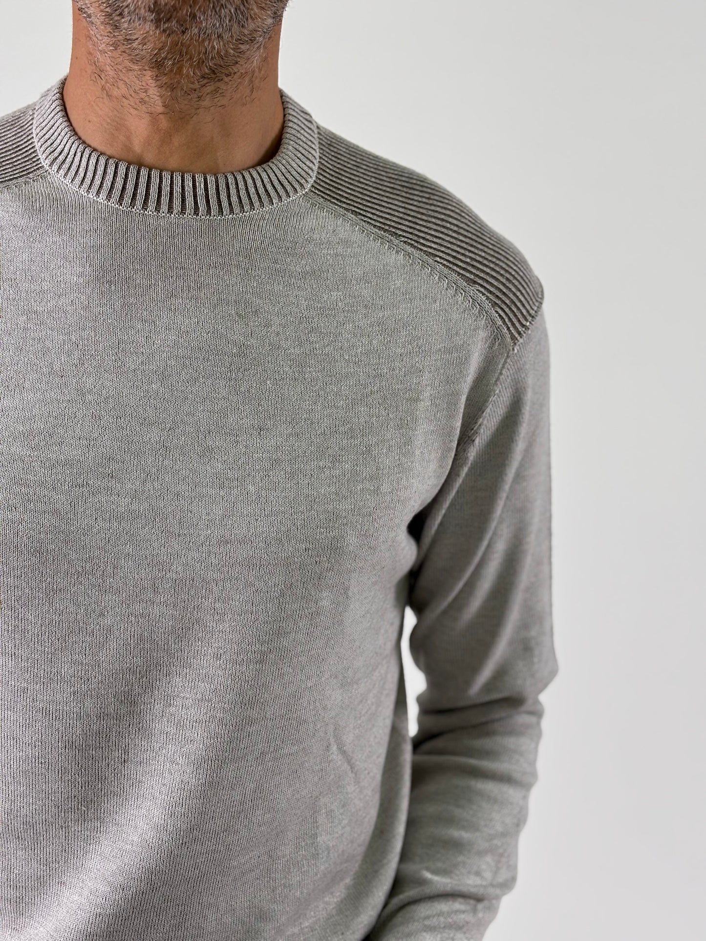 Loft88 Maglia girocollo ml costine sulla spalla ECRU'