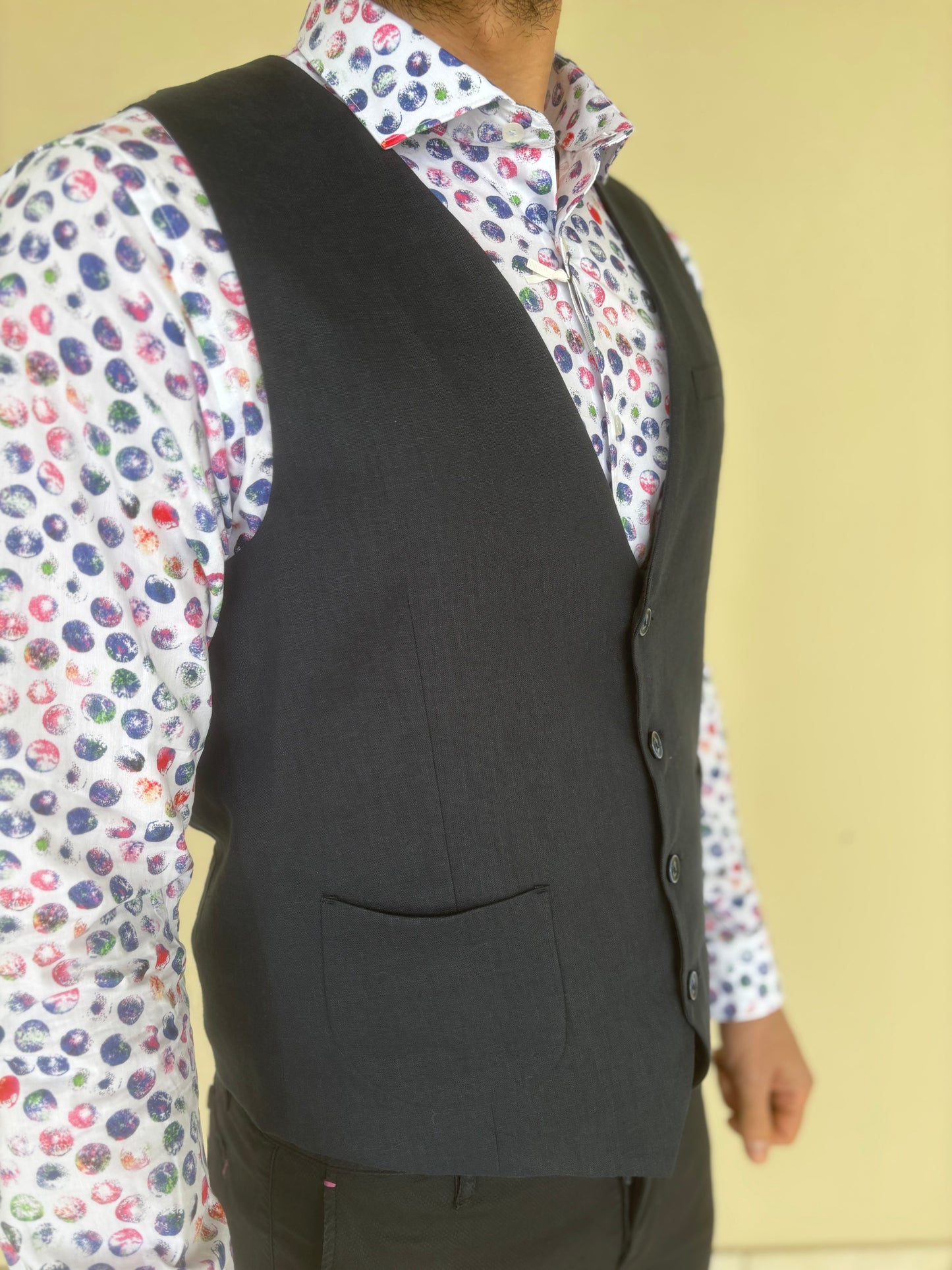 Gianni Lupo Gilet 100%lino BLU