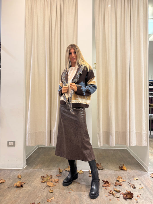 Tensione In Gonna ecopelle midi MARRONE