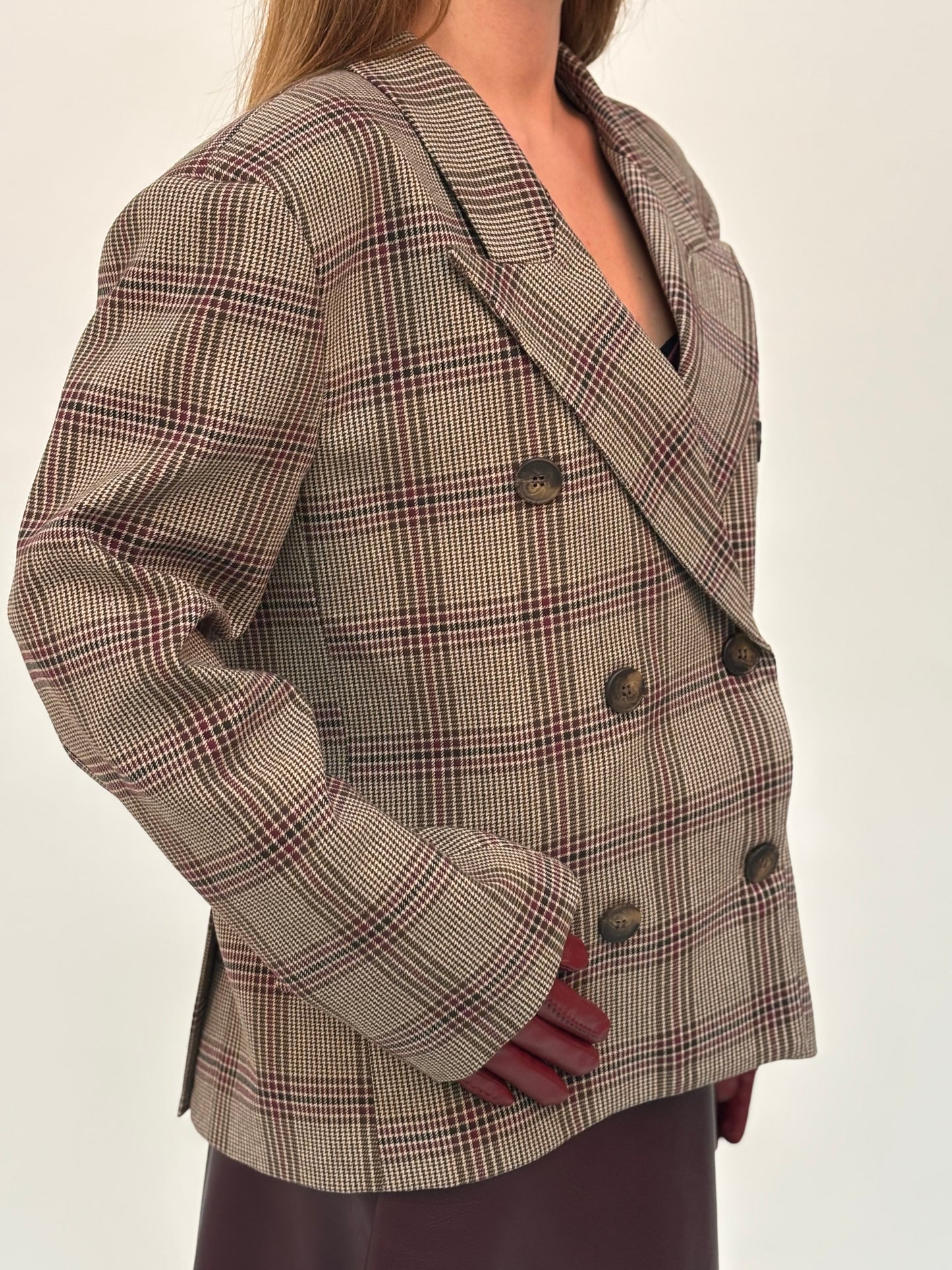 Tensione In Giacca doppiopetto a scacchi MORO/BORDEAUX/PANNA