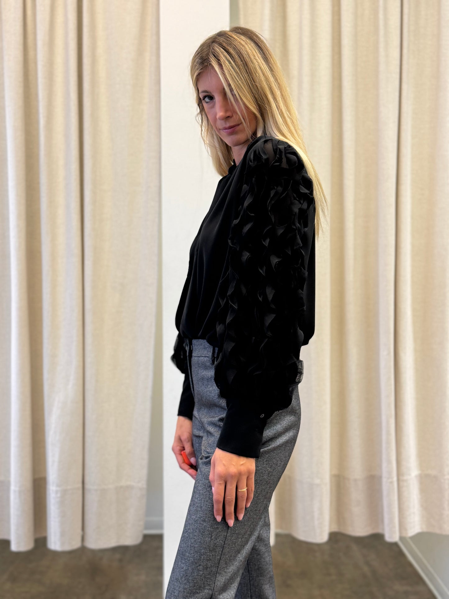 Eco Blusa ml con rouches NERO