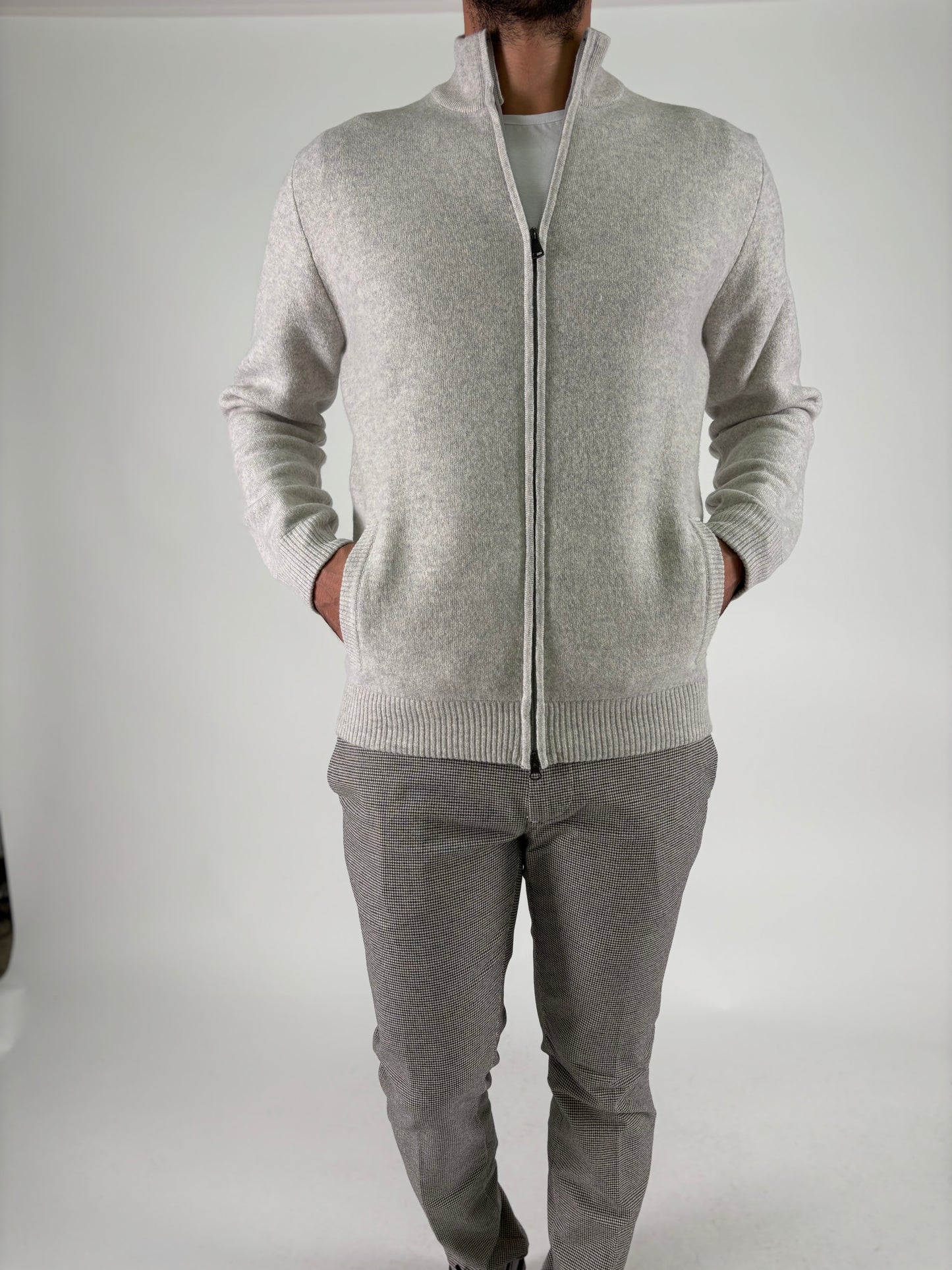 Teleria Zed Pantalone slim pied de poule PANNA/MARRONE/BLU