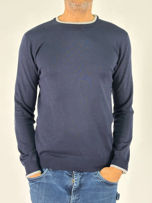 Seinse Maglia girocollo ml con profilo grigio BLU