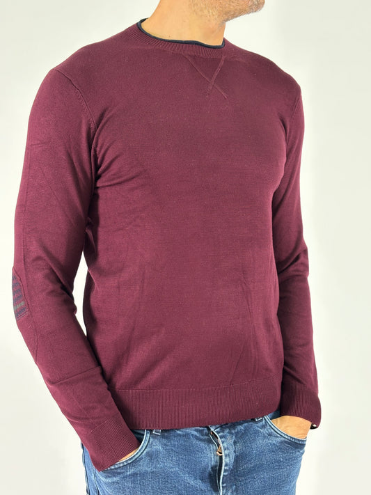 Markup Maglia in viscosa girocollo ml con toppa  BORDEAUX