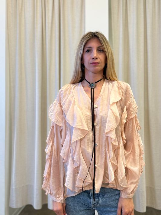 Susy Mix Camicia con rouches m/rouches ROSA