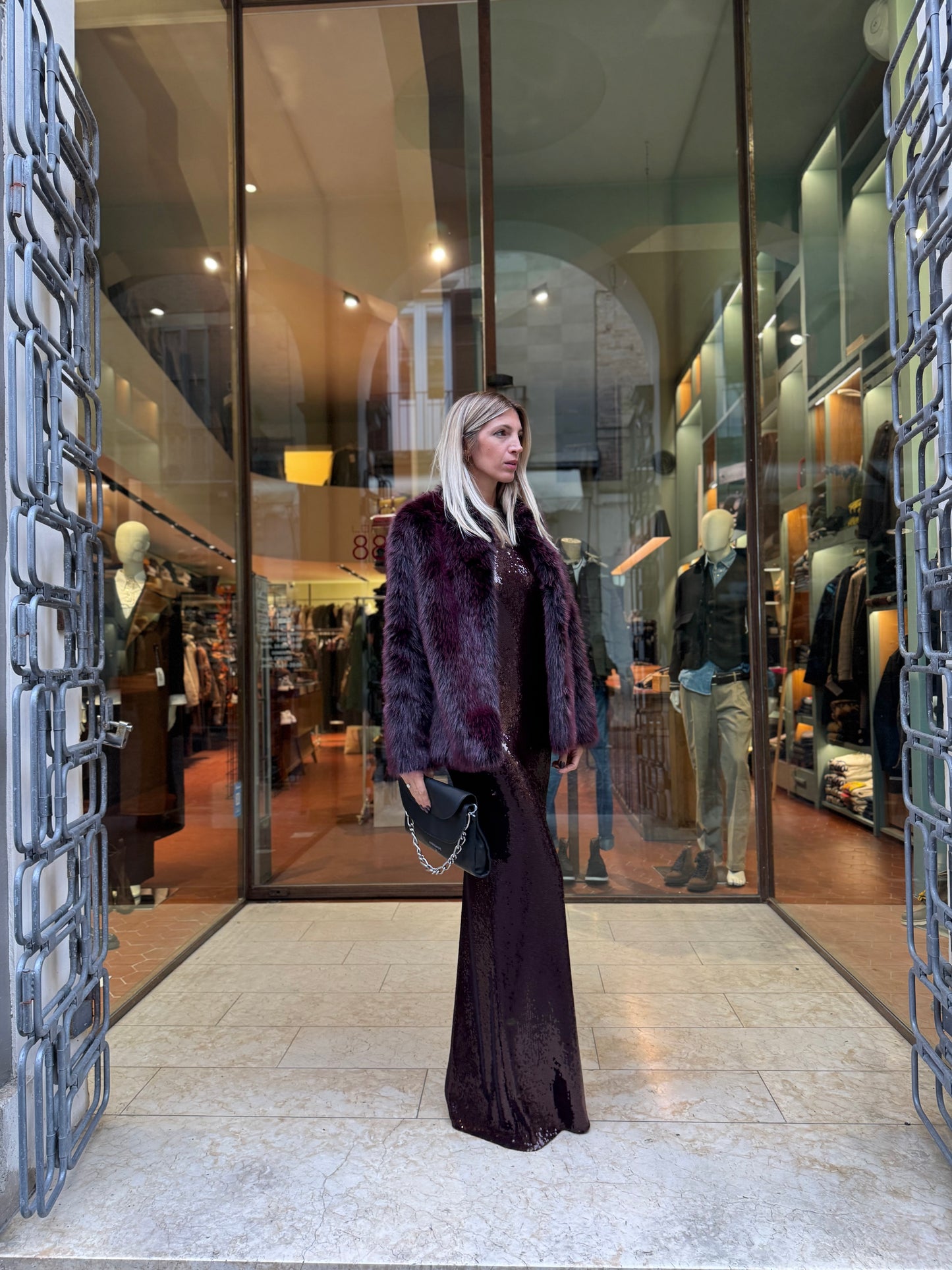 Patrizia Pepe Abito lungo in paillettes BORDEAUX