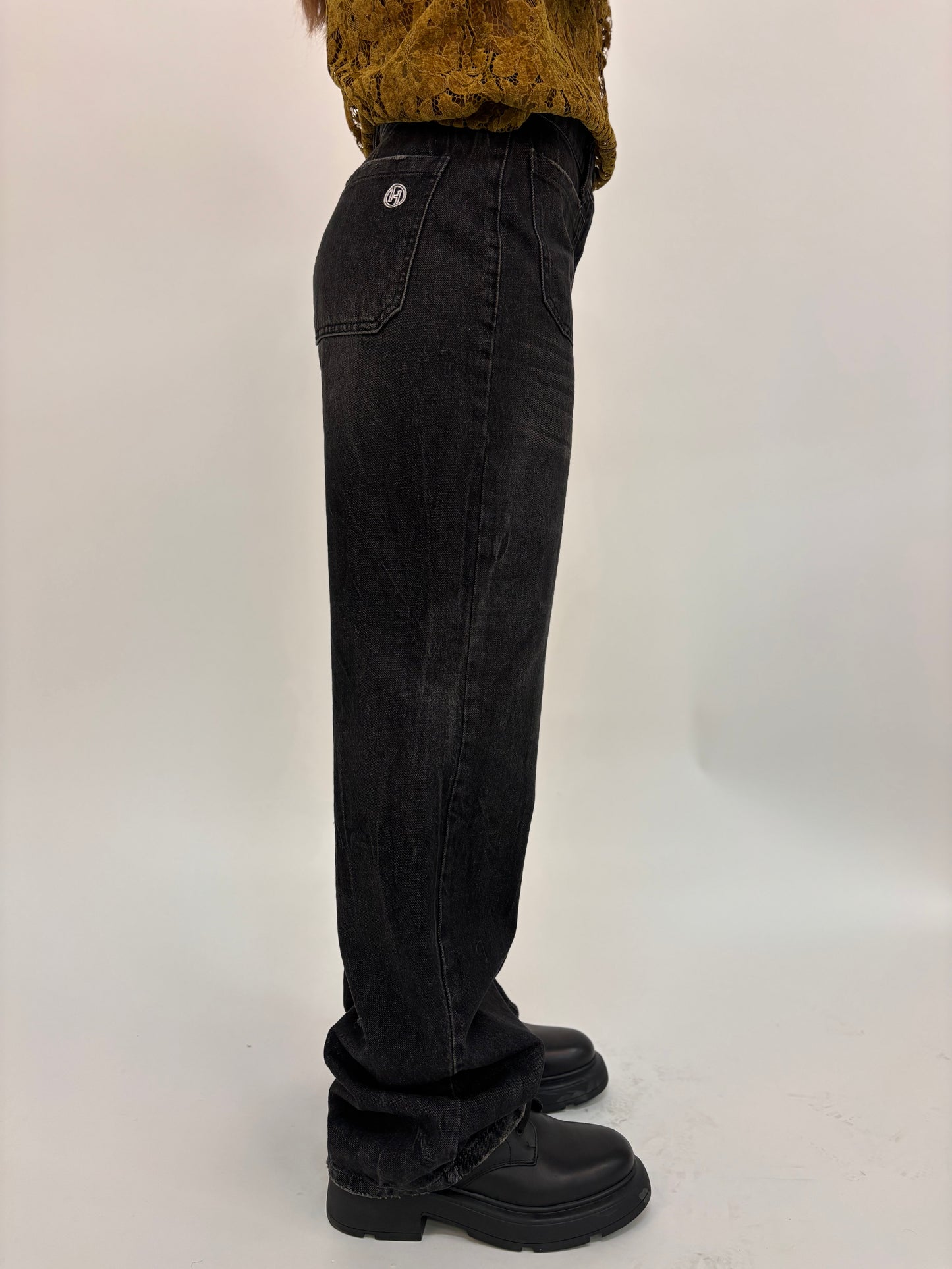 Haveone Jeans con tasche frontali toppa NERO