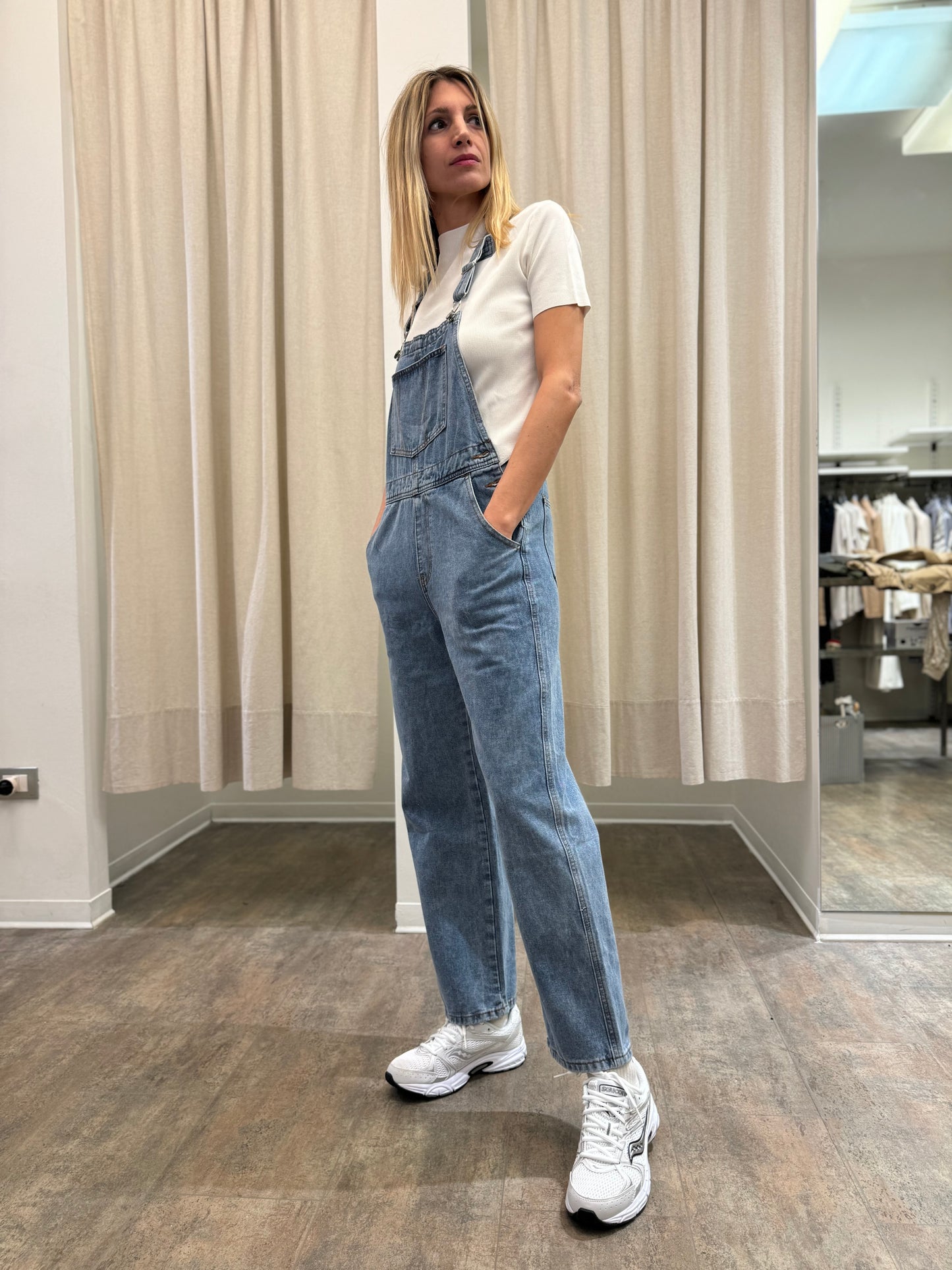 Susy Mix Tuta in jeans apertura bottoni laterali a pressione DENIM