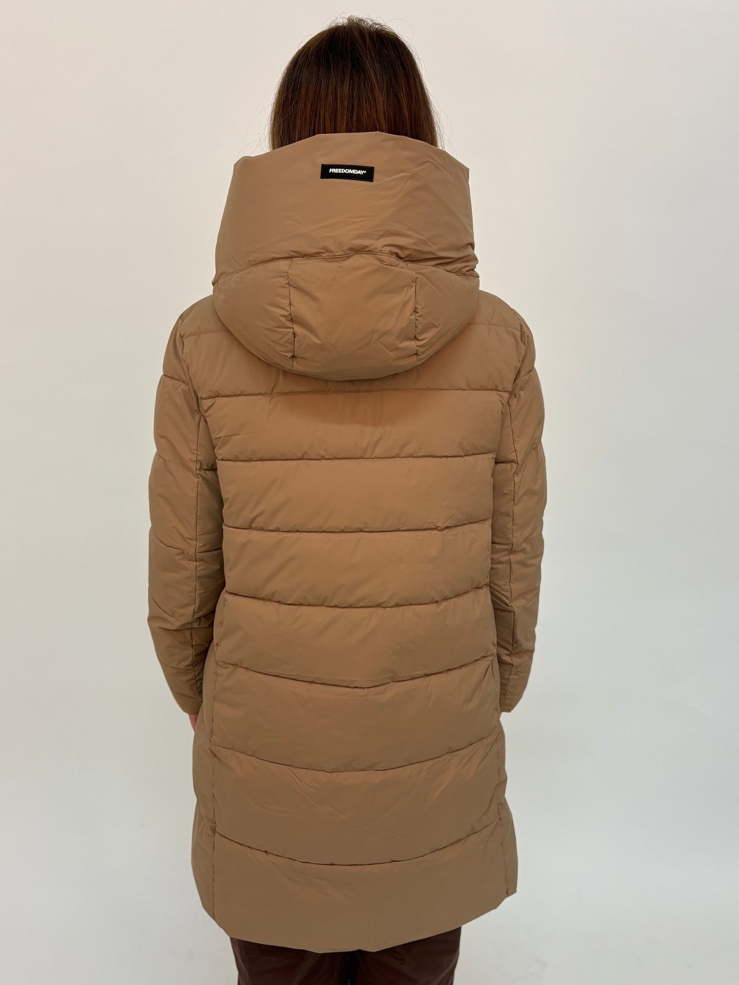 FREEDOMDAY giaccone  3/4 ecodown con cappuccio BEIGE