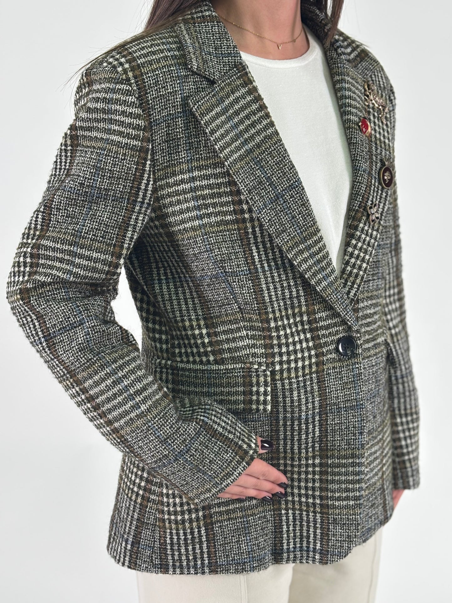 Tensione In Giacca a scacchi e spille BEIGE/NERO/MORO