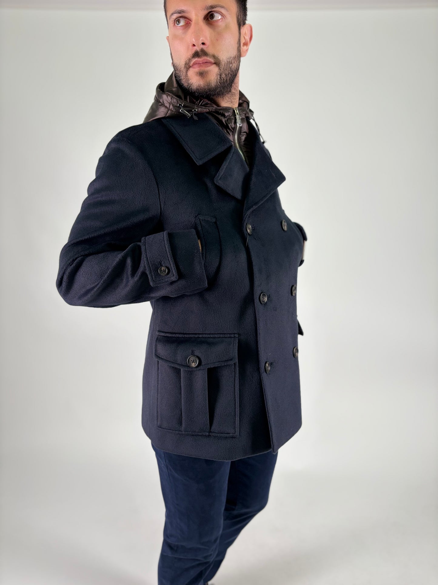 Markup Peacoat doppiopetto in panno con pettorina BLU