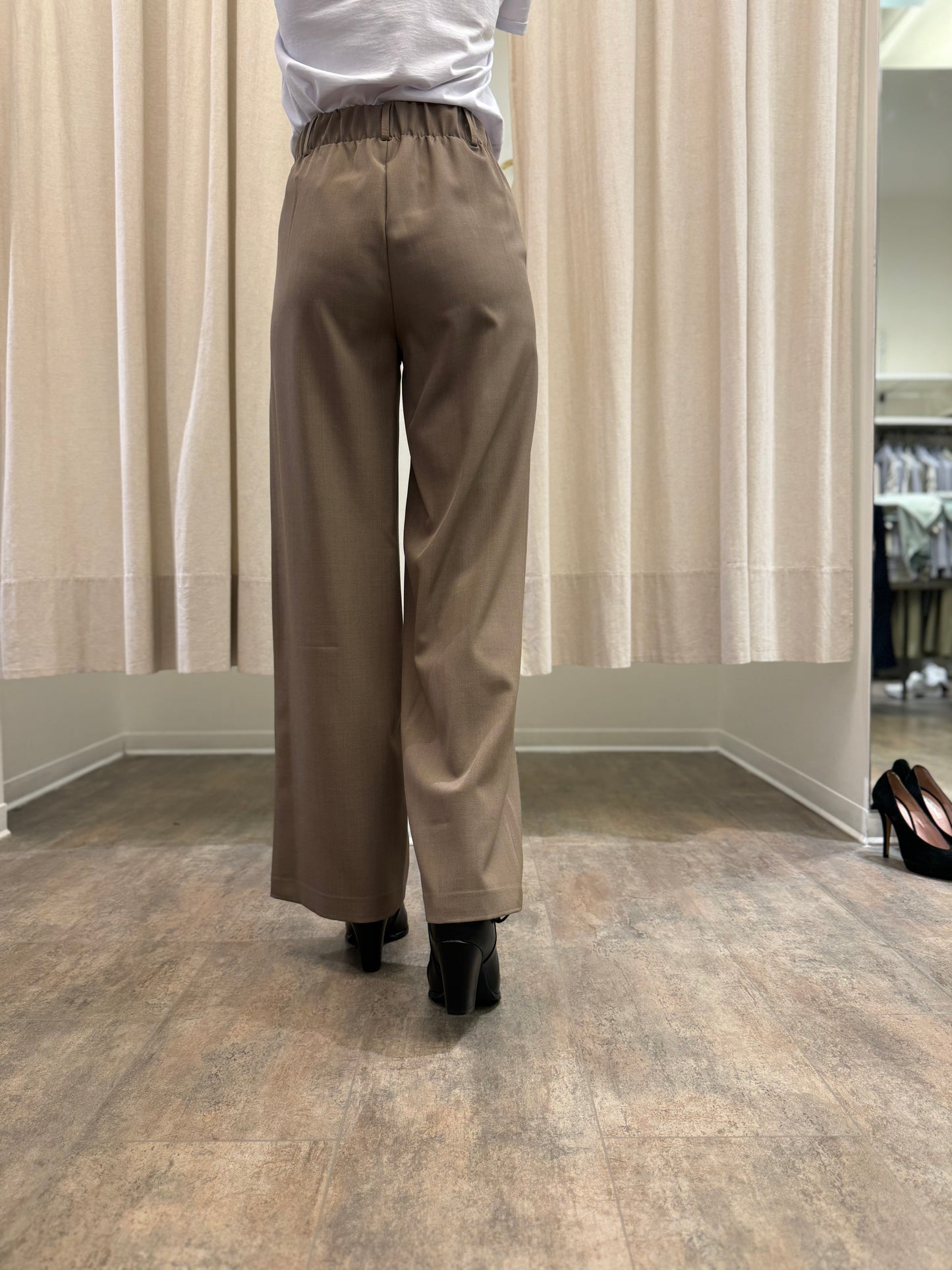 Dixie Pantalone palazzo con elastico dietro alla vita TORTORA