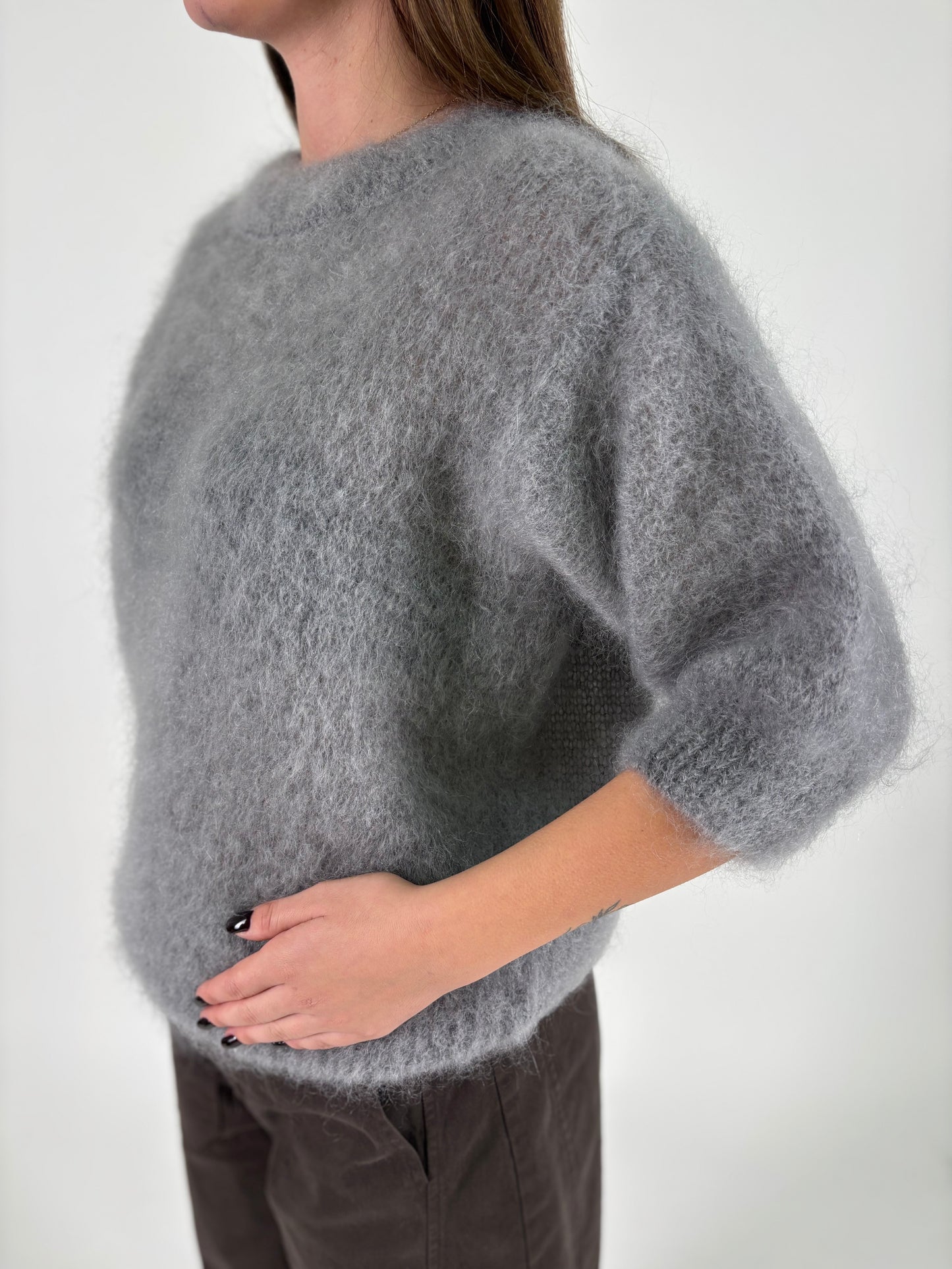 DIXIE maglia mohair m/corta GRIGIO