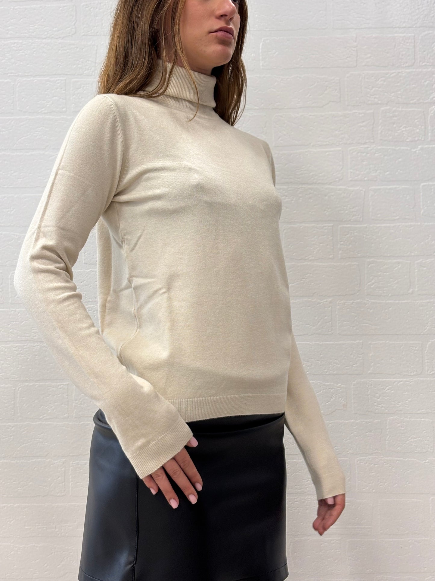 Griffai Maglia dolcevita ml in viscosa BEIGE