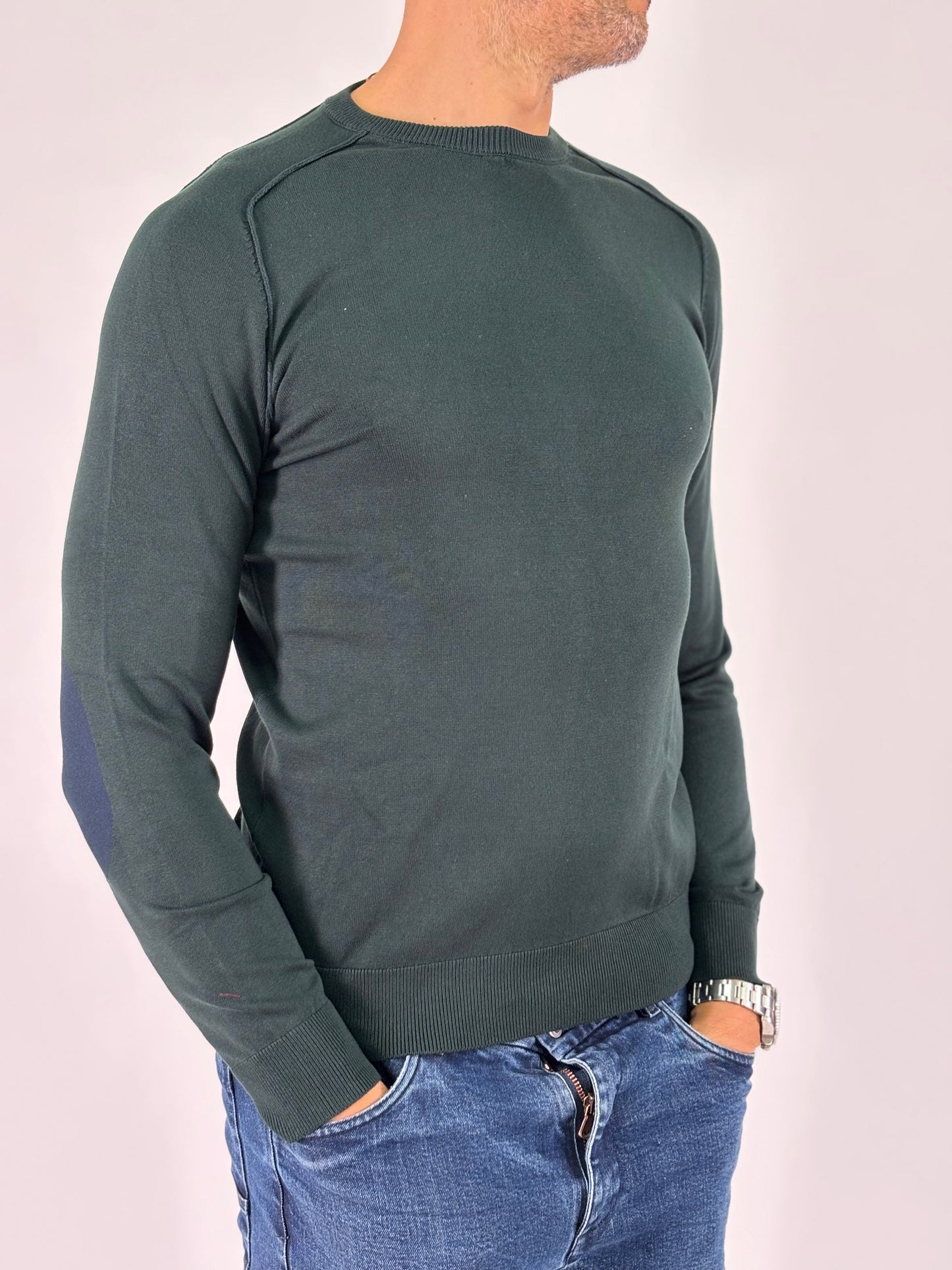 Loft88 maglia girocollo ml con toppa blu VERDE