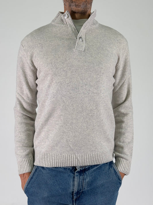 Sporting Mare Maglia in lana collo con zip e bottoni GRIGIO