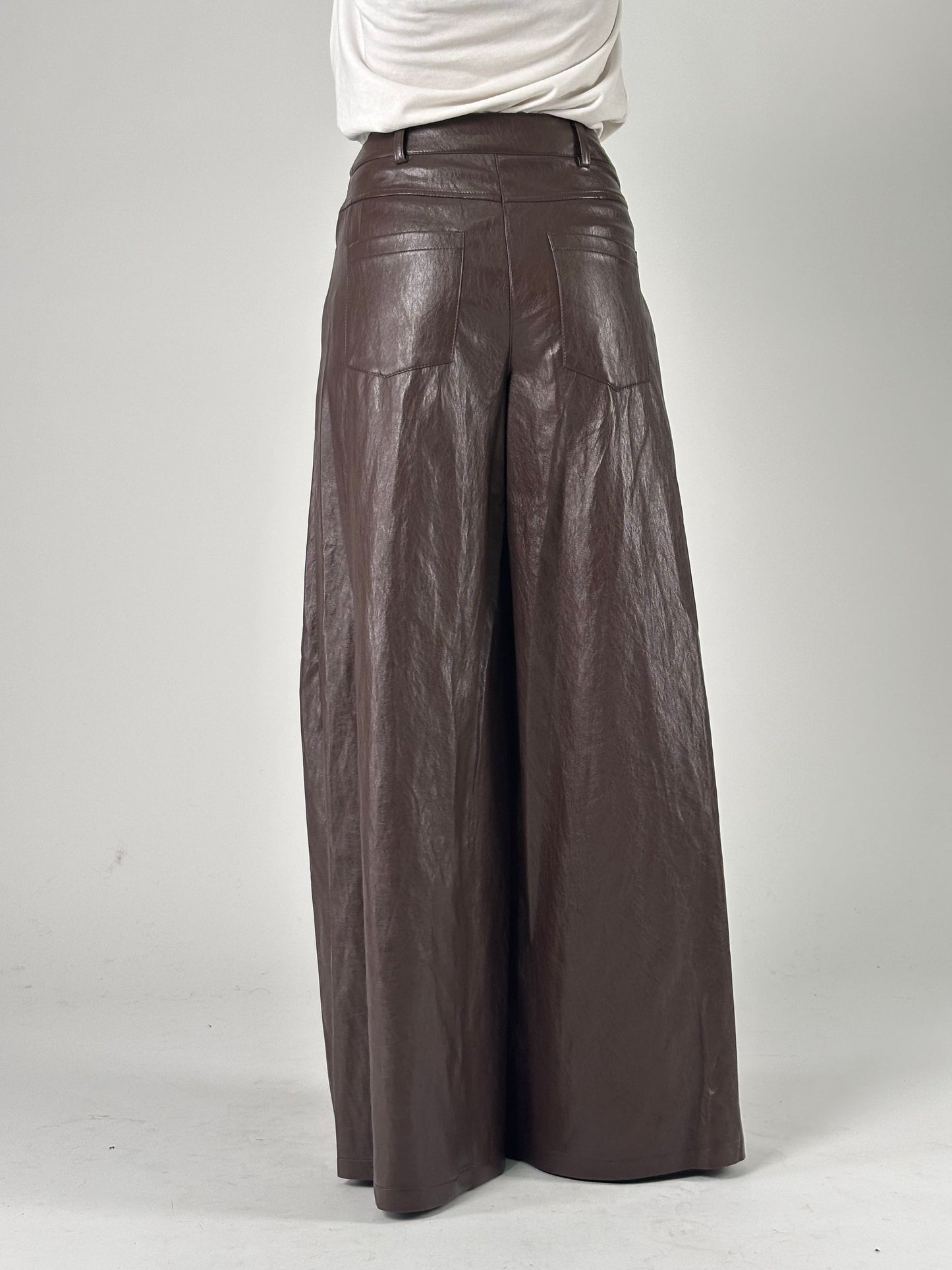 Pantalone palazzo in ecopelle