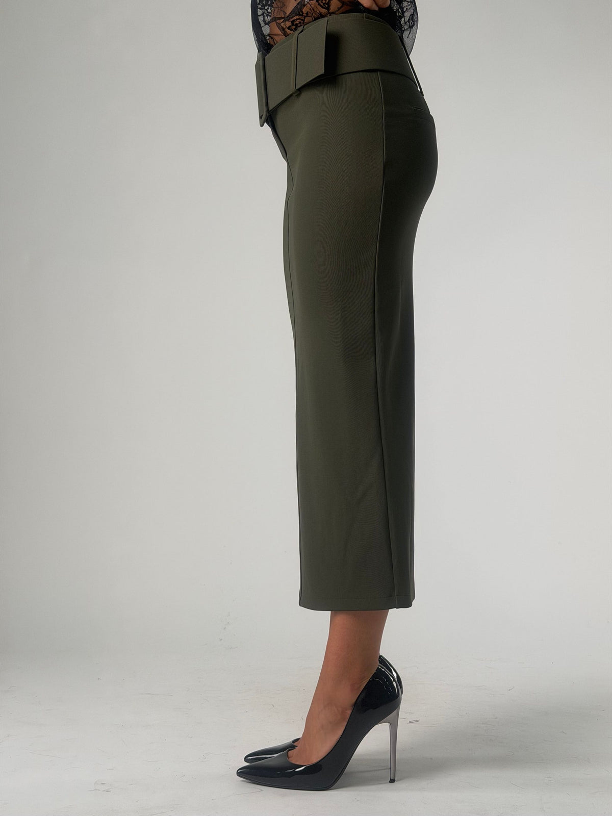 Gonna lunga stretch in viscosa con cintura