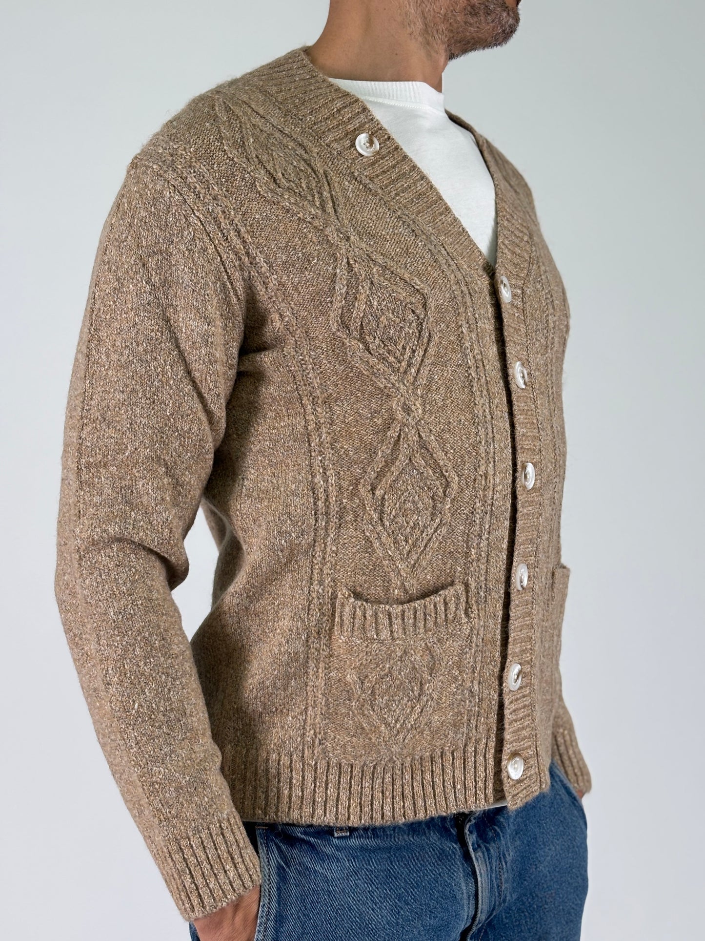 Markup Cardigan con trecce malfilè melange BEIGE
