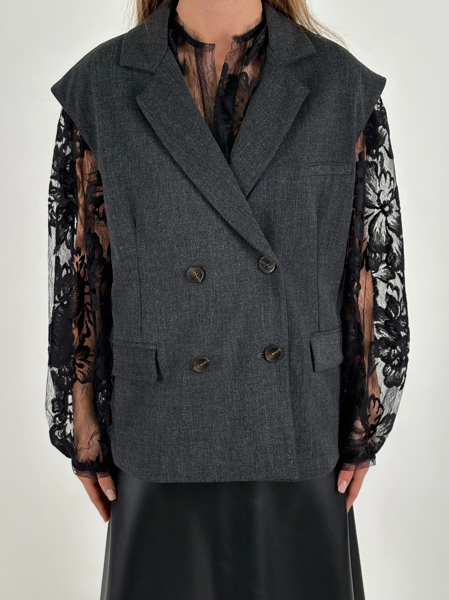 Tensione In Gilet doppiopetto over GRIGIO