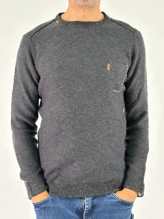 Loft88 Maglia girocollo con taschino ANTRACITE