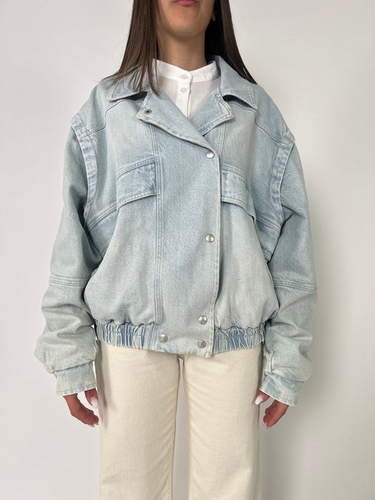 Giubbino jeans chiaro cropped