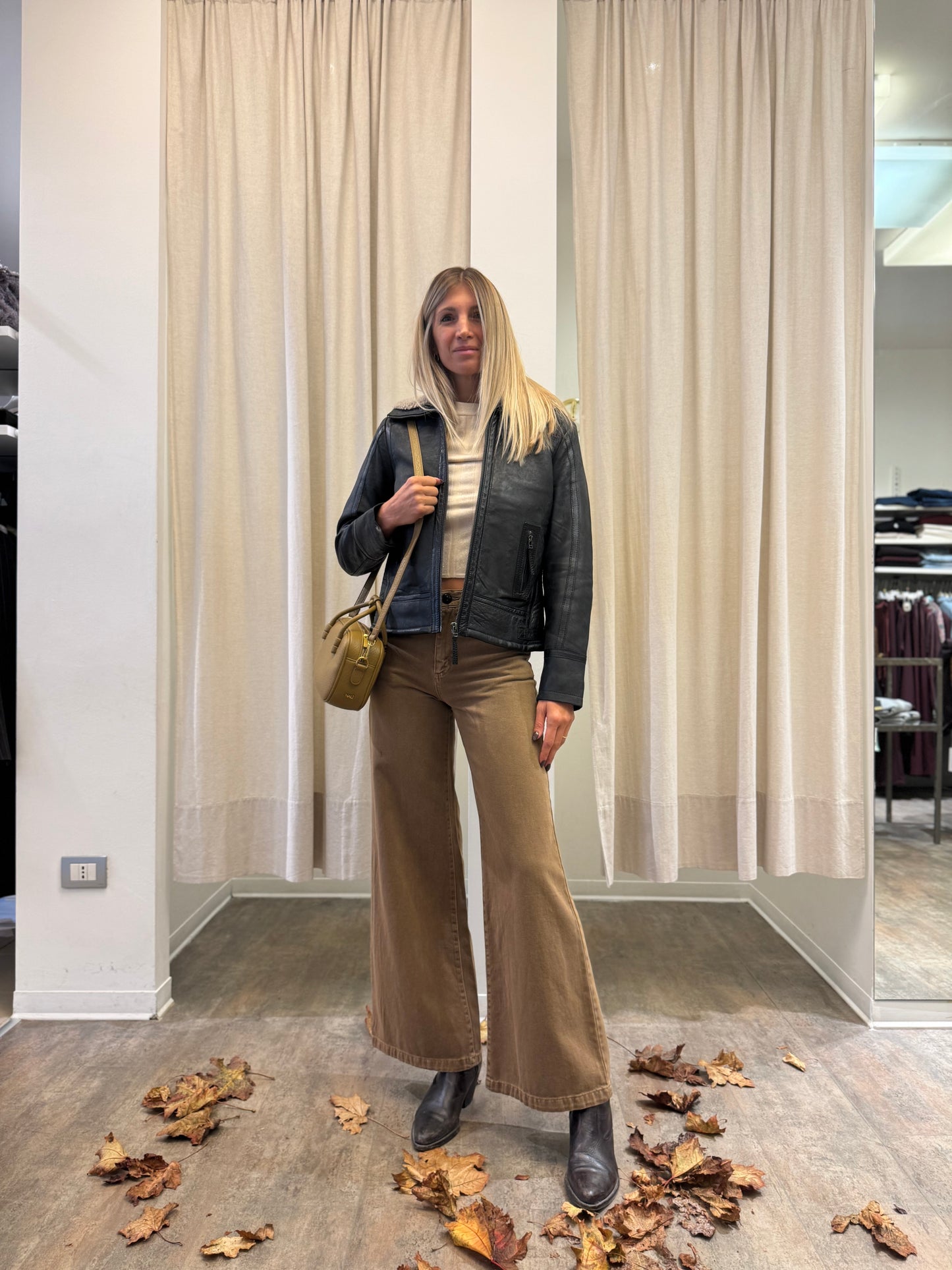 Eco Pantalone palazzo in cotone CAMMELLO