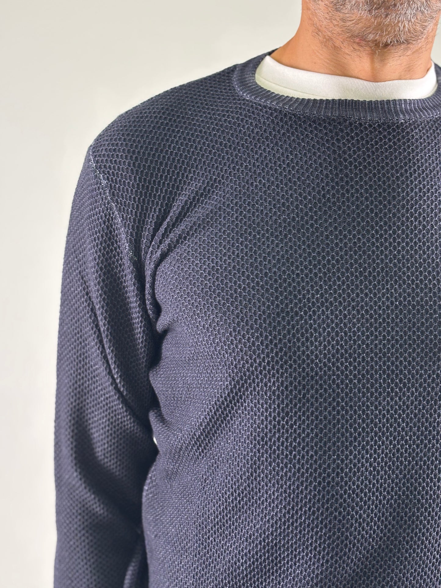 Sporting Mare Maglia girocollo nido d'ape in lana BLU