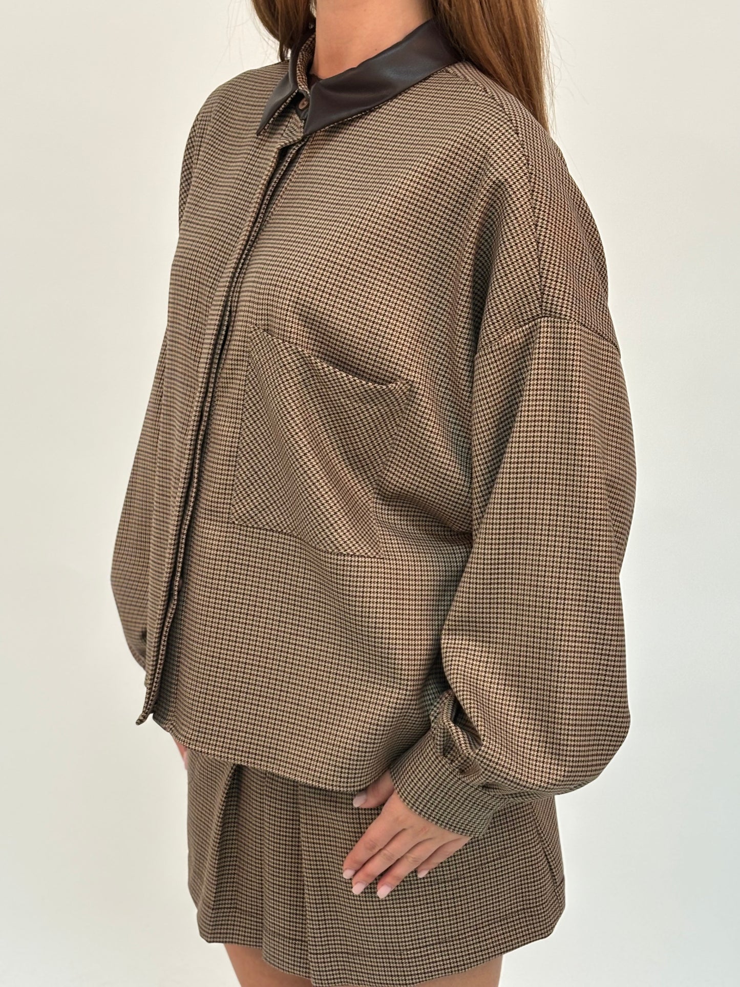 DIXIE camicia giubbino scacchi TABACCO