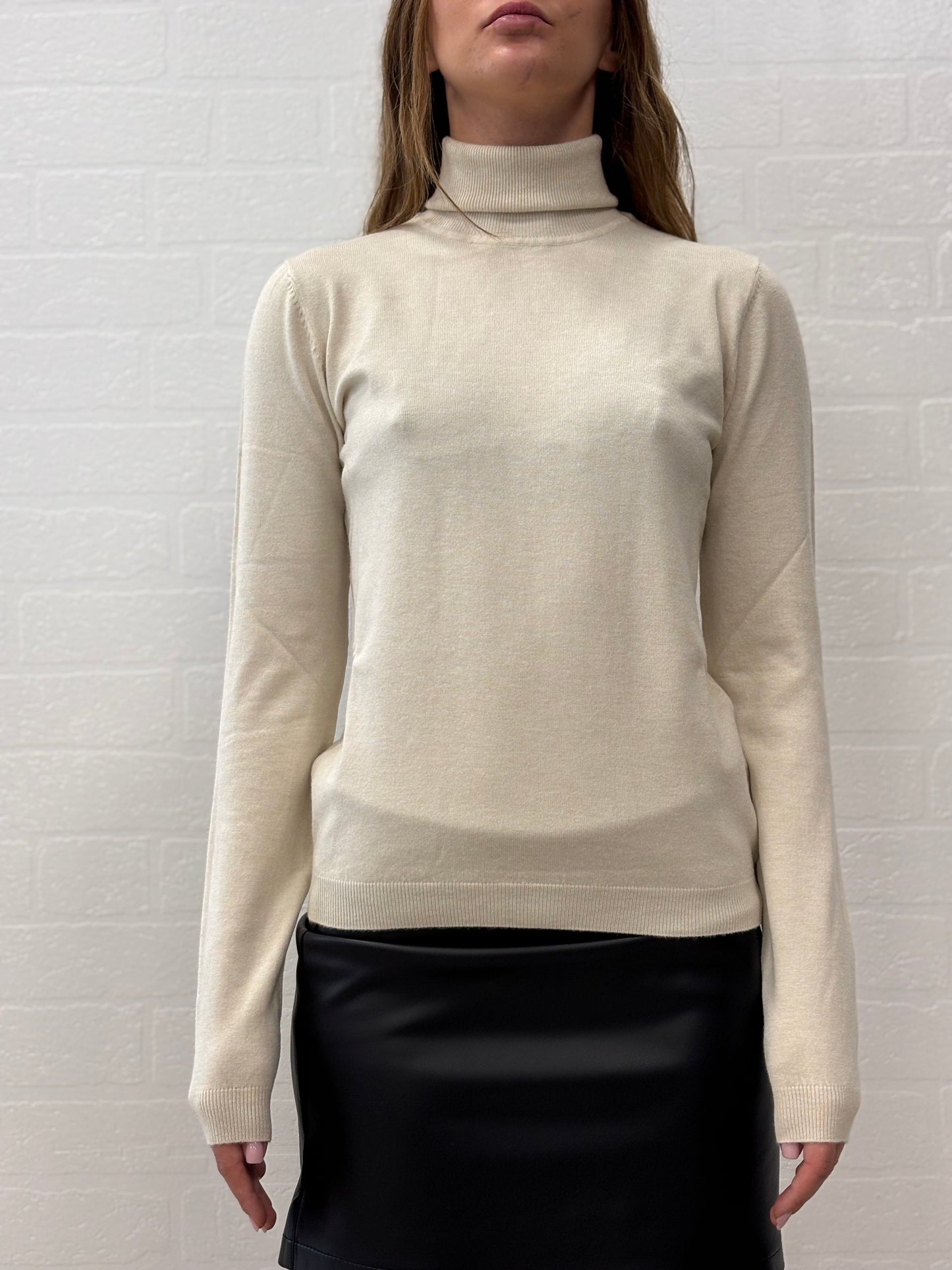 Griffai Maglia dolcevita ml in viscosa BEIGE