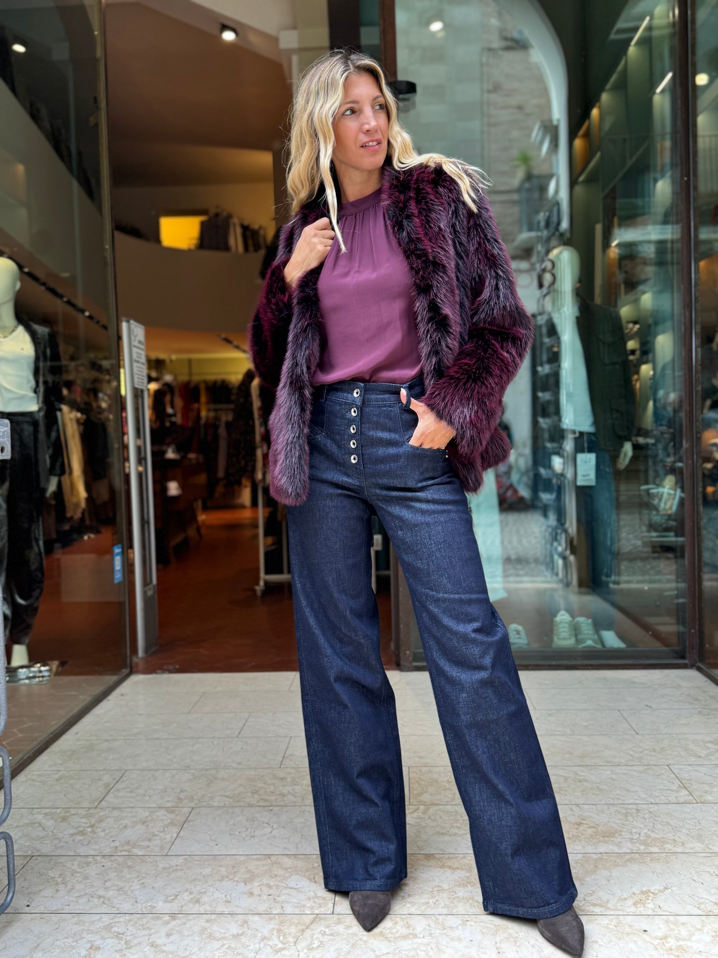PATRIZIA PEPE Jeans palazzo con bottoni BLU