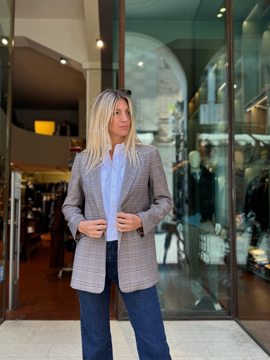 Mercì Giacca lunga ad un bottone SCACCHI