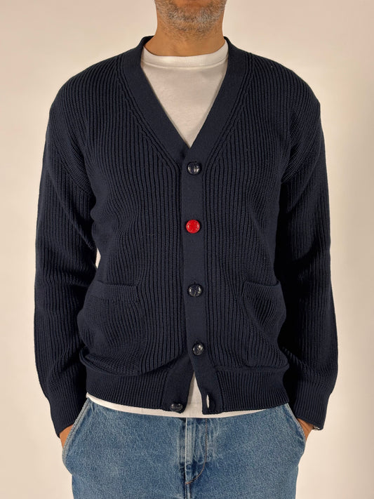 Seinse Cardigan ml V con un bottone rosso BLU